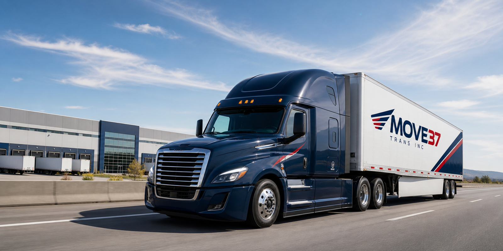 Move37 Trans Inc branded freight truck